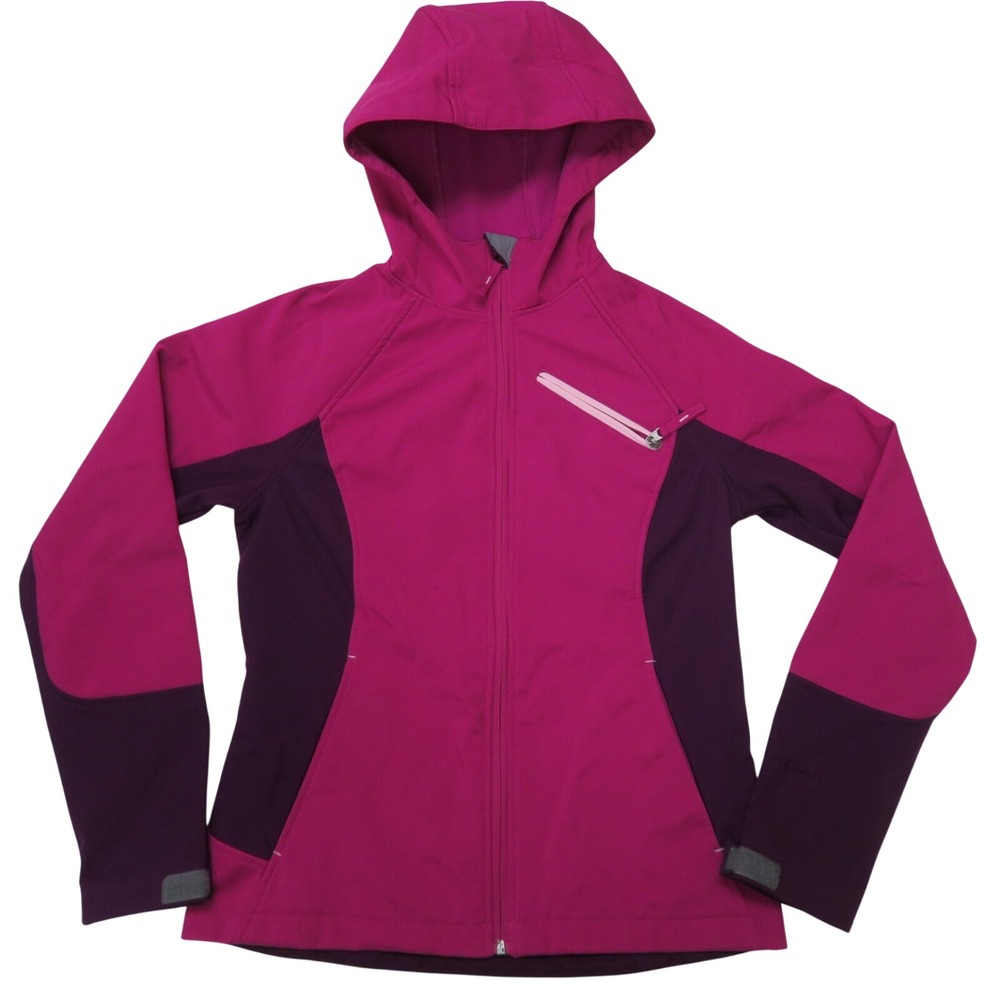 FreeTech Jacket Womens XS 0-2 Purple Pink Coat Hooded Softshell Hiking Rain